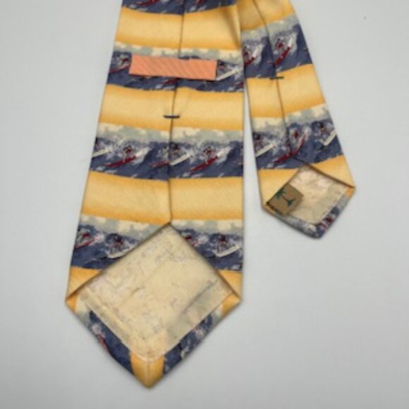 Tommy Bahama Necktie Off Island Collection Silk Yellow Surfer Tie Made USA - Picture 5 of 11